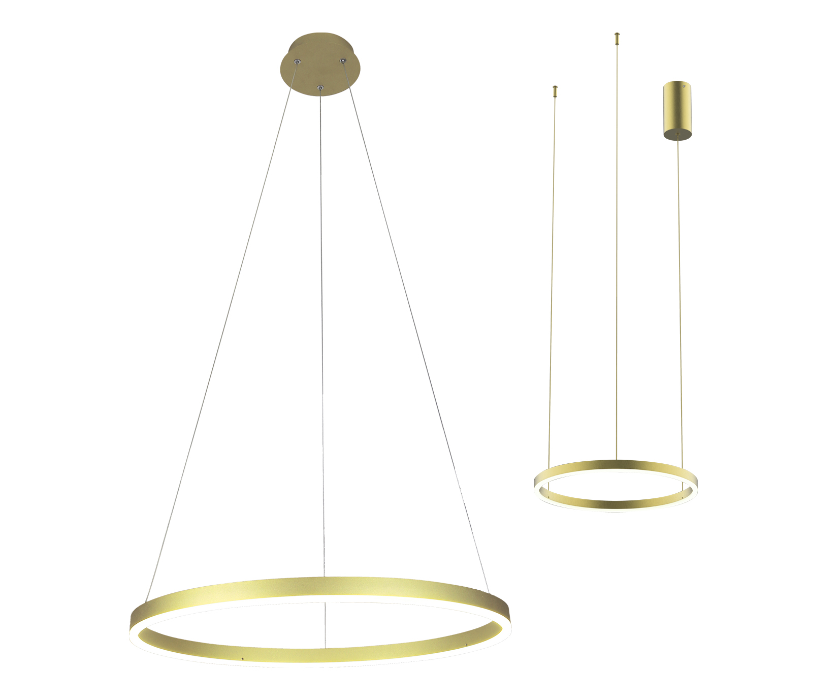 08214,32P(3000K) Подвес Тор светлое матовое золото d80 h150 Led 50W (3000K) 2 типа крепления