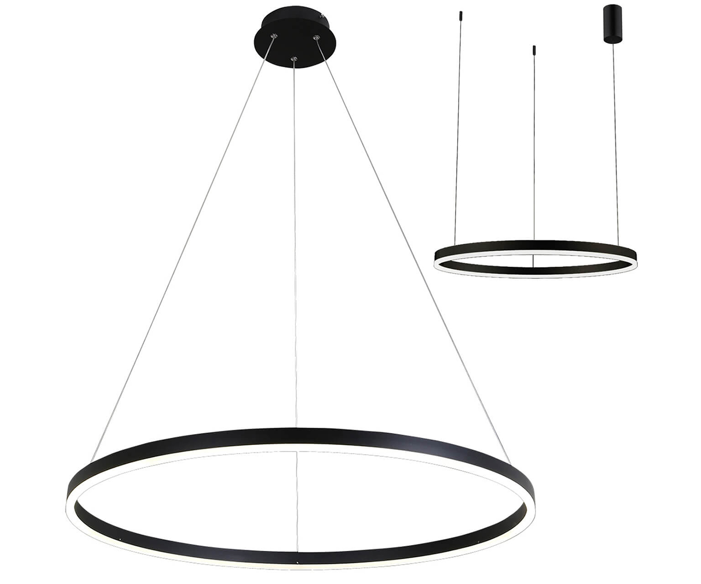 08228,19A(4000K) Подвес Тор черный d100 h150 Led 56W (4000K) 2 типа крепления, диммируемый, с пультом ДУ