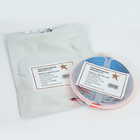 Светодиодная лента GS star COB 320 led 10W/M 12V красный (стандартный скотч) VER.2 view 3